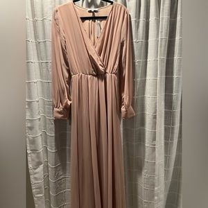 Blush Long Sleeve Surplus Maxi Dress